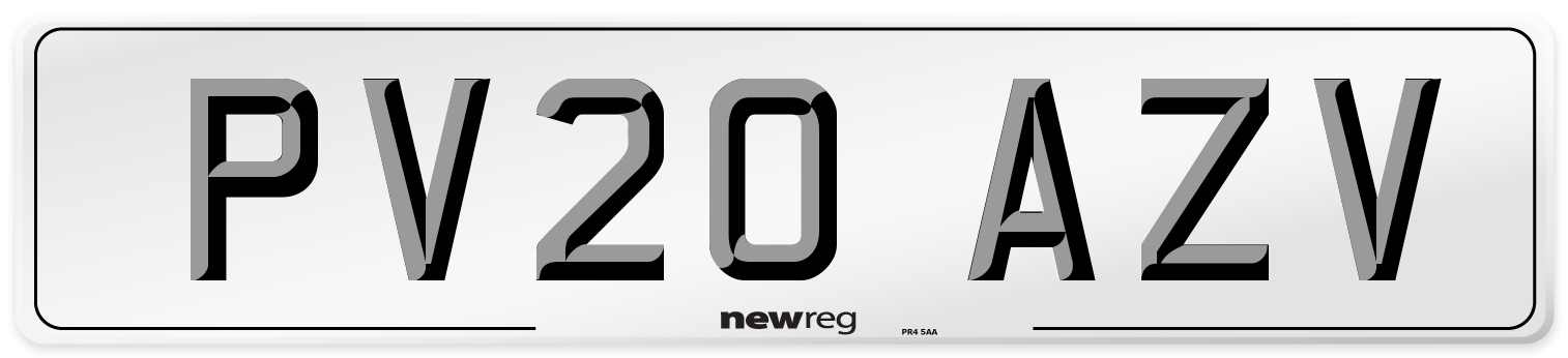 PV20 AZV Number Plate from New Reg